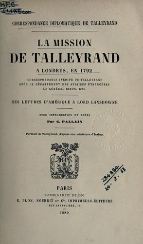 Cover for Correspondance diplomatique de Talleyrand