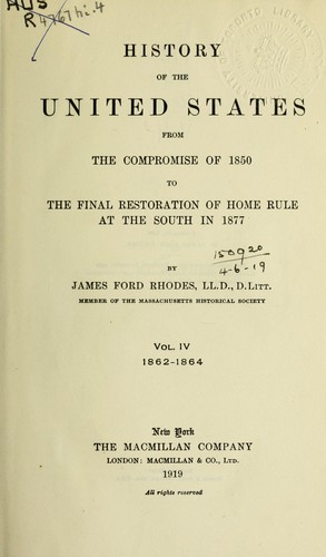 Cover for History of the United States from the compromise of 1850