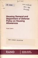 Cover for Housing demand and Department of Defense policy on housing allowances