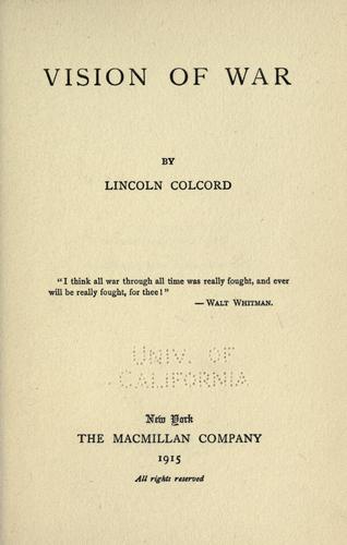 Cover for Vision of war