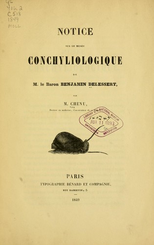 Cover for Notice sur le Musee Conchyliologique de M. le Baron Benjamin Delessert.