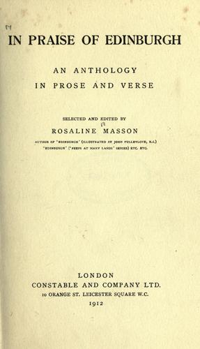 Cover for In praise of Edinburgh, an anthology in prose and verse