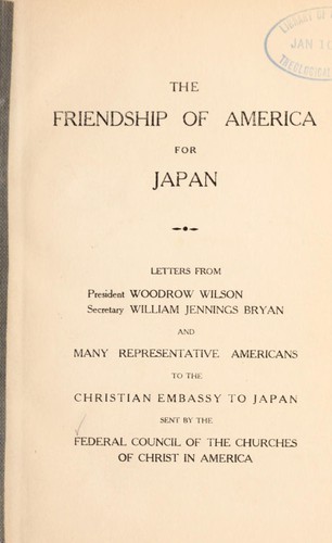 Cover for The friendship of America for Japan