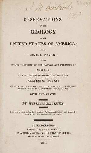 Cover for Observations on the geology of the United States of America