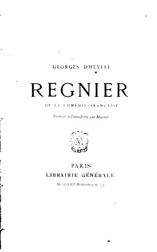 Cover for Régnier, sociétaire de la Comédie-française (1831-1872)