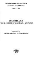 Cover for Zur Literatur der deutschsprachigen Schweiz