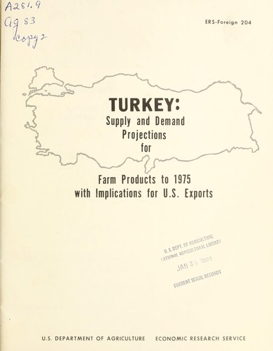Cover for Turkey: supply and demand projections for farm products to 1975 with implications for U.S. exports