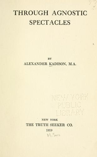 Cover for Through agnostic spectacles