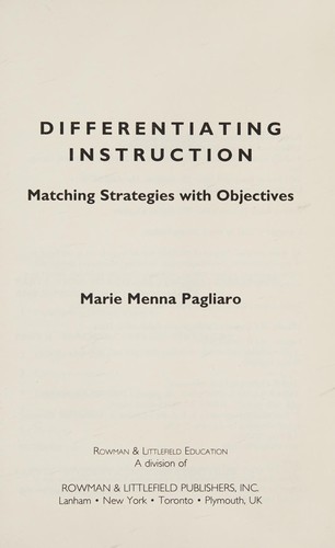 Cover for Differentiating instruction