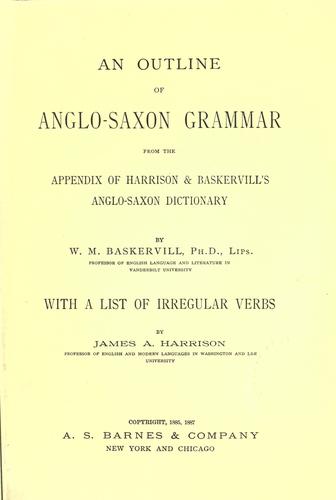 Cover for An outline of Anglo-Saxon grammar from the appendix of Harrison & Baskervill's Anglo-Saxon dictionary