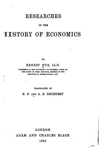 Cover for Researches in the history of economics