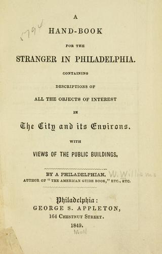 Cover for A hand-book for the stranger in Philadelphia