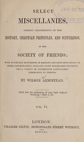Cover for Select miscellanies, chiefly illustrative of the history