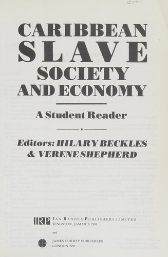 Cover for Caribbean slave society and economy