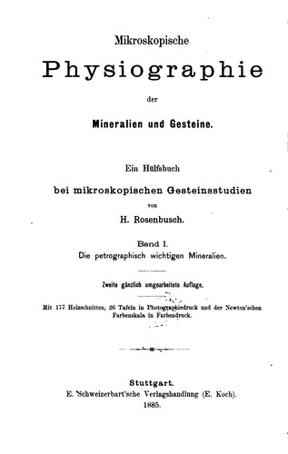Cover for Mikroskopische Physiographie der Mineralien und Gestine: Ein Hülfsbuch bei ...