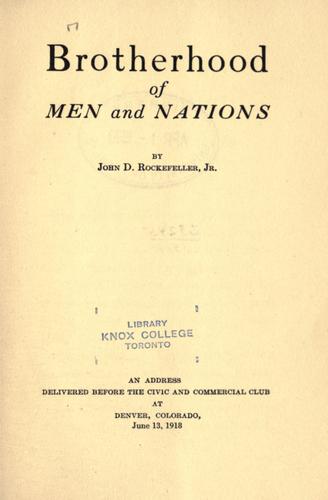Cover for Brotherhood of men and nations