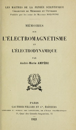 Cover for Mémoires sur l'électromagnétisme et l'électrodynamique