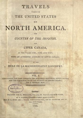 Cover for Travels through the United States of North America, the country of the Iroquois, and Upper Canada
