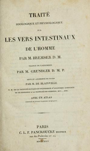 Cover for Traité zoologique et physiologique sur les vers intestinaux de l'homme