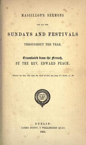 Cover for Massillon's sermons for all the Sundays and festivals throughoutthe year