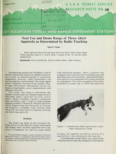 Cover for Nest use and home range of three Albert squirrels as determined by radio tracking
