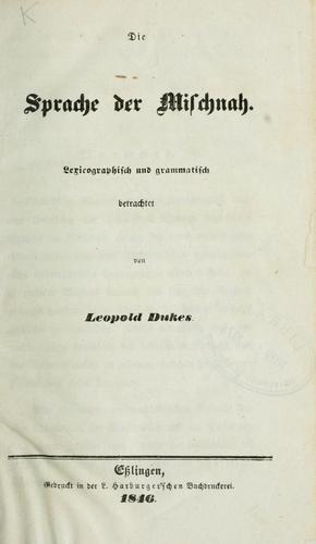 Cover for Die Sprache der Mischnah