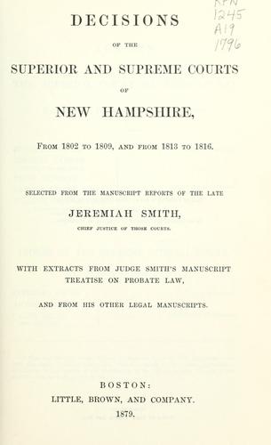 Cover for Decisions of the Superior and Supreme Courts of New Hampshire