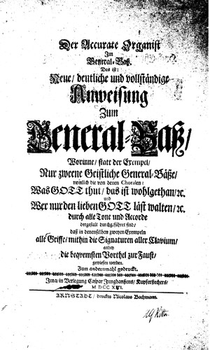 Cover for Der accurate Organist im General-Bass