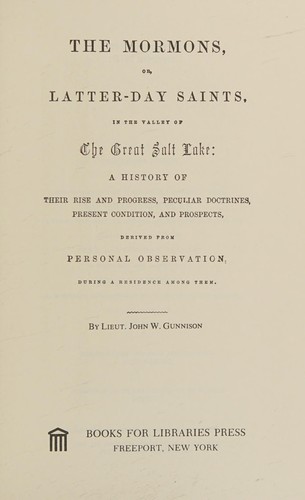 Cover for The Mormons, or, Latter-day Saints, in the valley of the Great Salt Lake