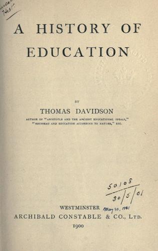 Cover for History of education.