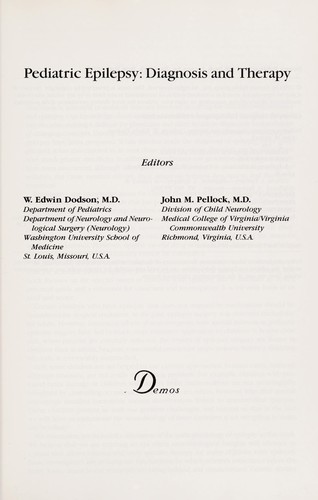 Cover for Pediatric epilepsy