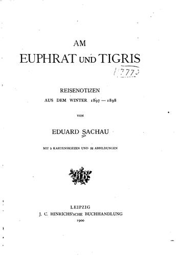 Cover for Am Euphrat und Tigris: Reisenotizen aus dem Winter 1897-1898