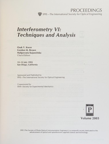 Cover for Interferometry VI
