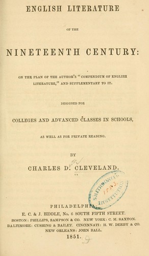 Cover for English literature of the nineteenth century ...