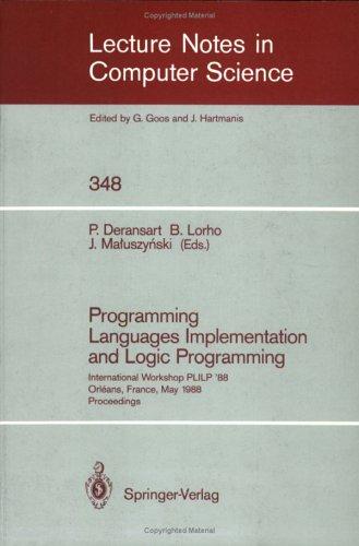 Cover for Programming Languages Implementation and Logic Programming