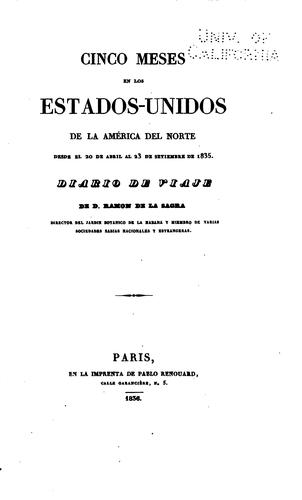 Cover for Cinco meses en los Estados-Unidos de la América del Norte desde el 20 de abril al 23 de setiembre de 1835.