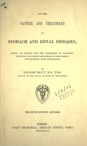 Cover for On the nature and treatment of stomach and renal diseases