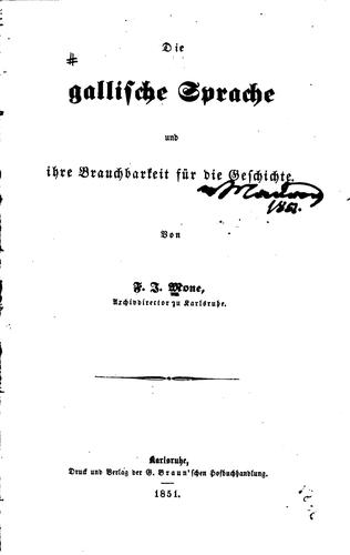 Cover for Die Gallische Sprache und ihre Brauchbarkeit für die Geschichte