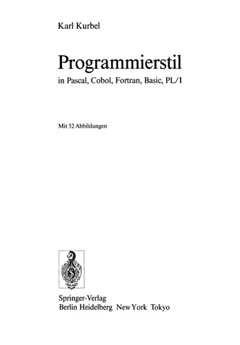 Cover for Programmierstil in Pascal, Cobol, Fortran, Basic, PL/I