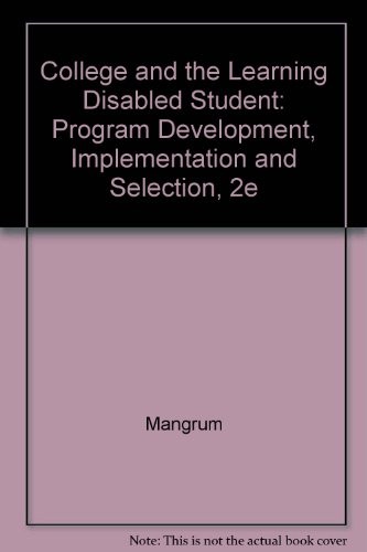 Cover for College and the learning disabled student