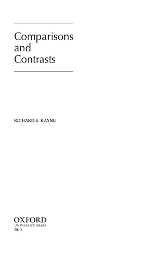 Cover for Comparisons and contrasts