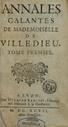 Cover for Annales galantes de mademoiselle de Villedieu