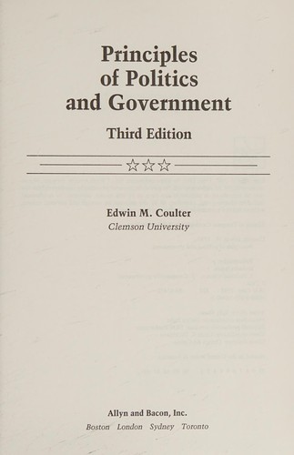 Cover for Principles of Politics and Government