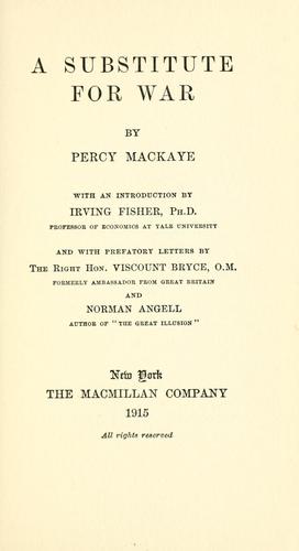 Cover for A substitute for war