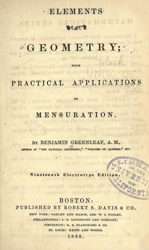 Cover for Elements of geometry