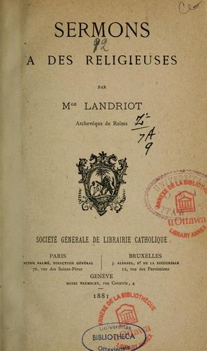 Cover for Sermons a des religieuses