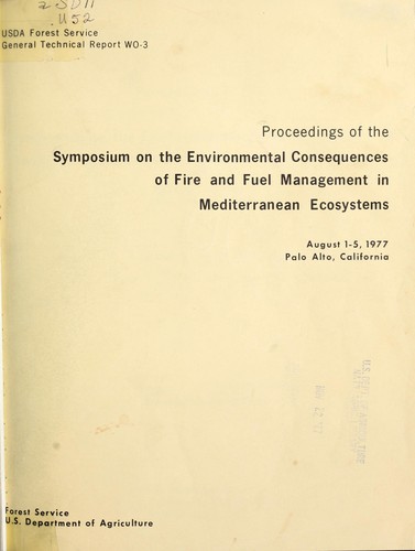 Cover for Proceedings of the Symposium on the Environmental Consequences of Fire and Fuel Management in Mediterranean Ecosystems