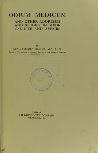 Cover for Odium medicum and other addresses