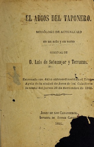Cover for El adio s del taponero