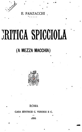 Cover for Critica spicciola: a mezza macchia